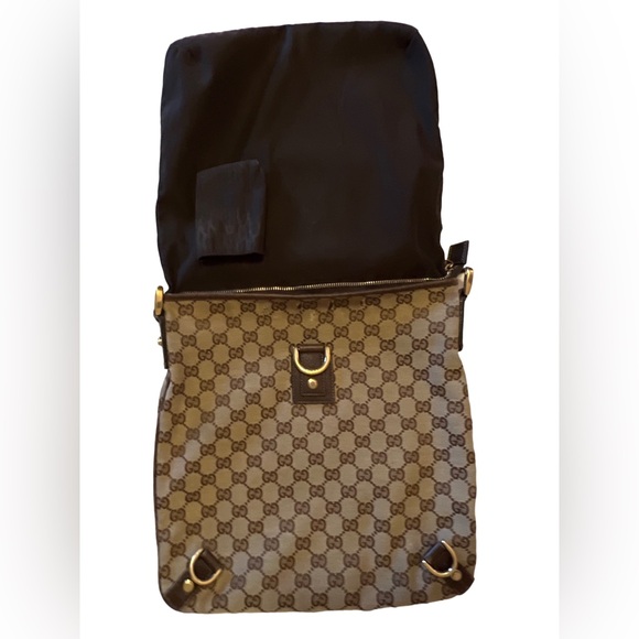 Gucci Logo Abbey GG Pattern D-Ring Canvas/Leather Crossbody Shoulder Bag Brown - Picture 3 of 16